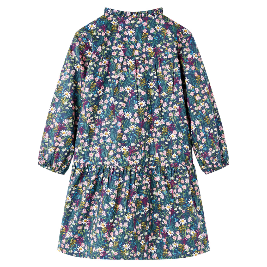 Kinderkleid Mit Langen Ärmeln Dunkelblau 128