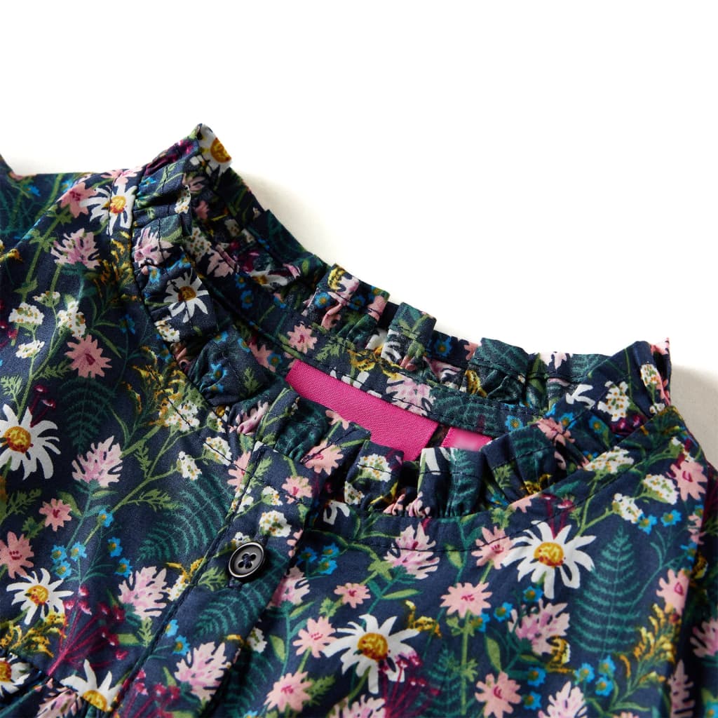 Kinderkleid Mit Langen Ärmeln Dunkelblau 128