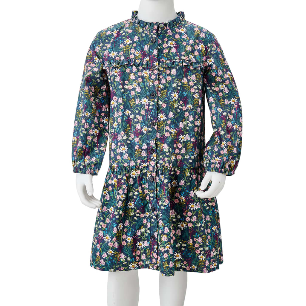 Kinderkleid Mit Langen Ärmeln Dunkelblau 128