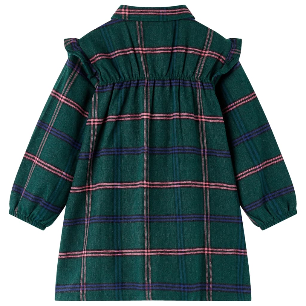 Kinderkleid Mit Langen Ärmeln Und Rüschen Dunkelgrün 140