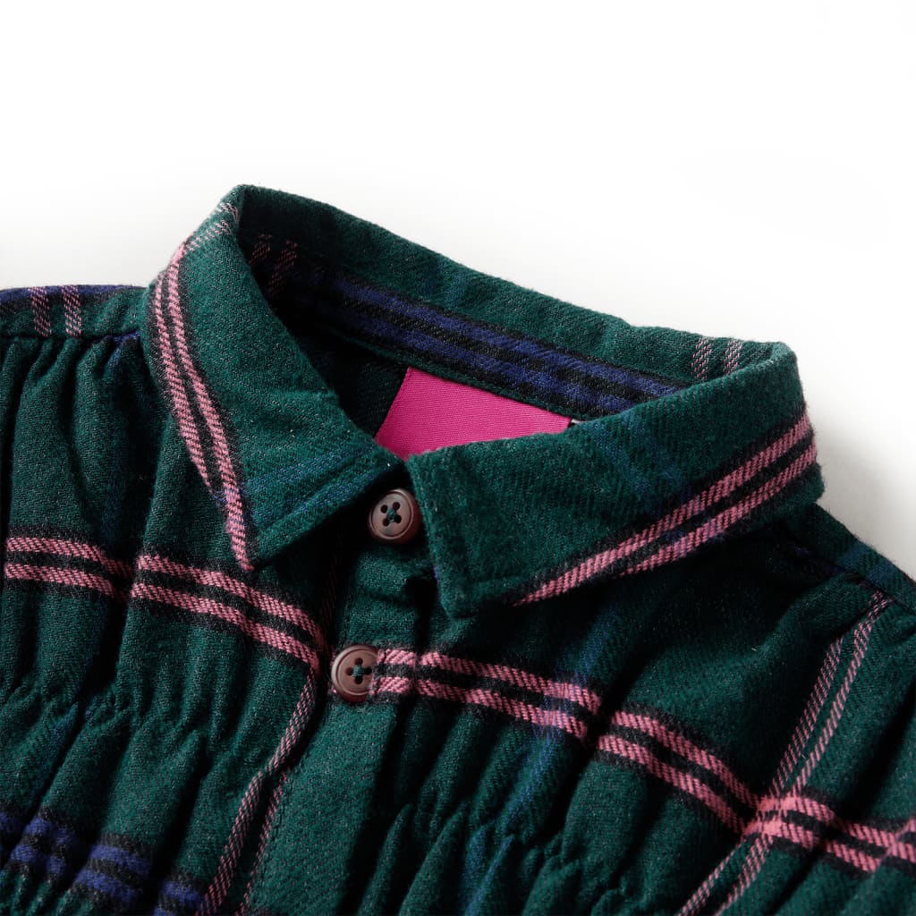 Kinderkleid Mit Langen Ärmeln Und Rüschen Dunkelgrün 140