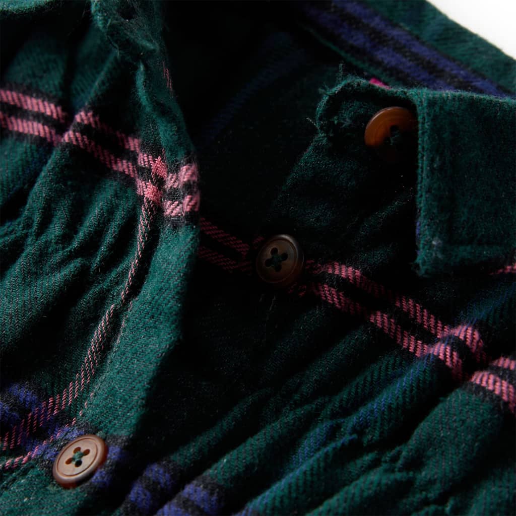 Kinderkleid Mit Langen Ärmeln Und Rüschen Dunkelgrün 140