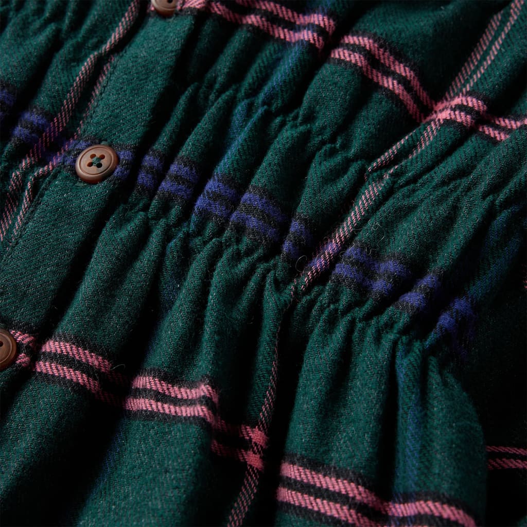 Kinderkleid Mit Langen Ärmeln Und Rüschen Dunkelgrün 140