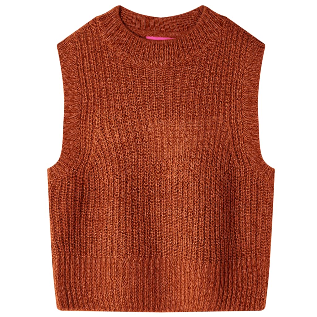 Kinder-Pulloverweste Gestrickt Cognac 140