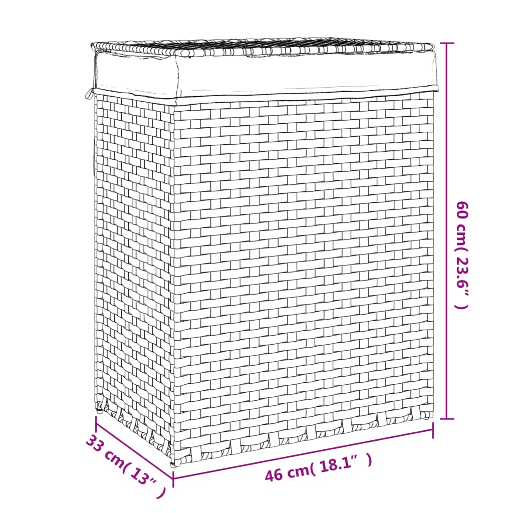 Wäschekorb Mit Deckel 46X33X60 Cm Poly Rattan
