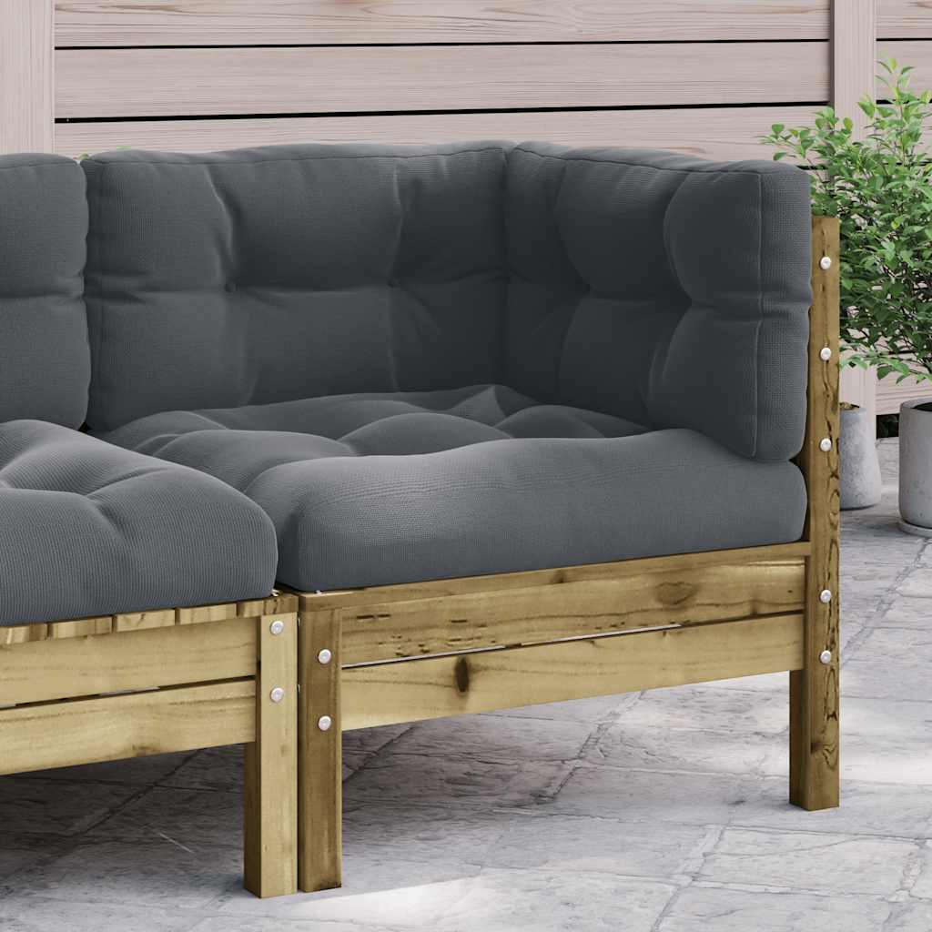 3-Tlg. Garten-Lounge-Set Mit Kissen In Creme Massivholz Kiefer