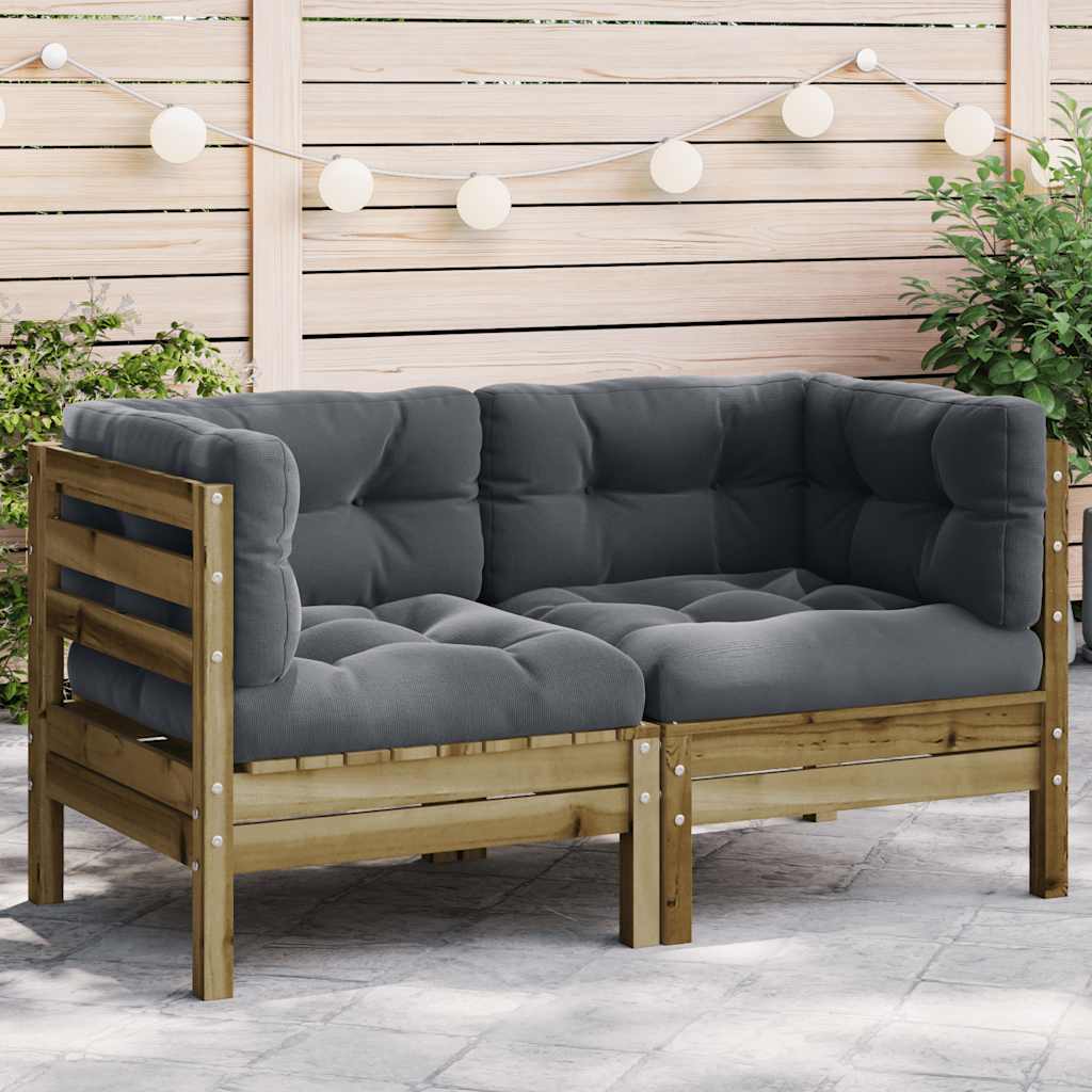 3-Tlg. Garten-Lounge-Set Mit Kissen In Creme Massivholz Kiefer