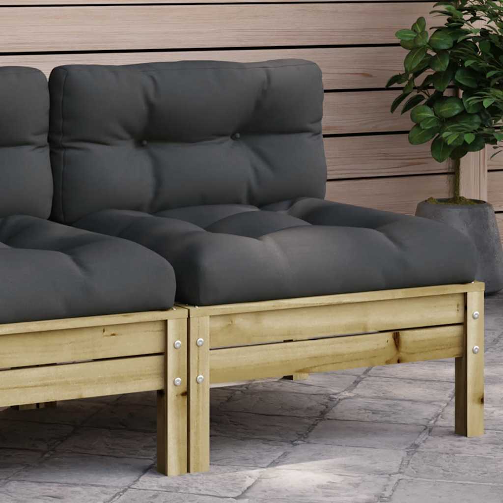 3-Tlg. Garten-Lounge-Set Mit Kissen In Creme Massivholz Kiefer