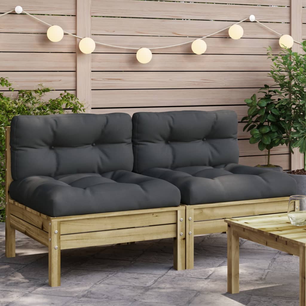 3-Tlg. Garten-Lounge-Set Mit Kissen In Creme Massivholz Kiefer