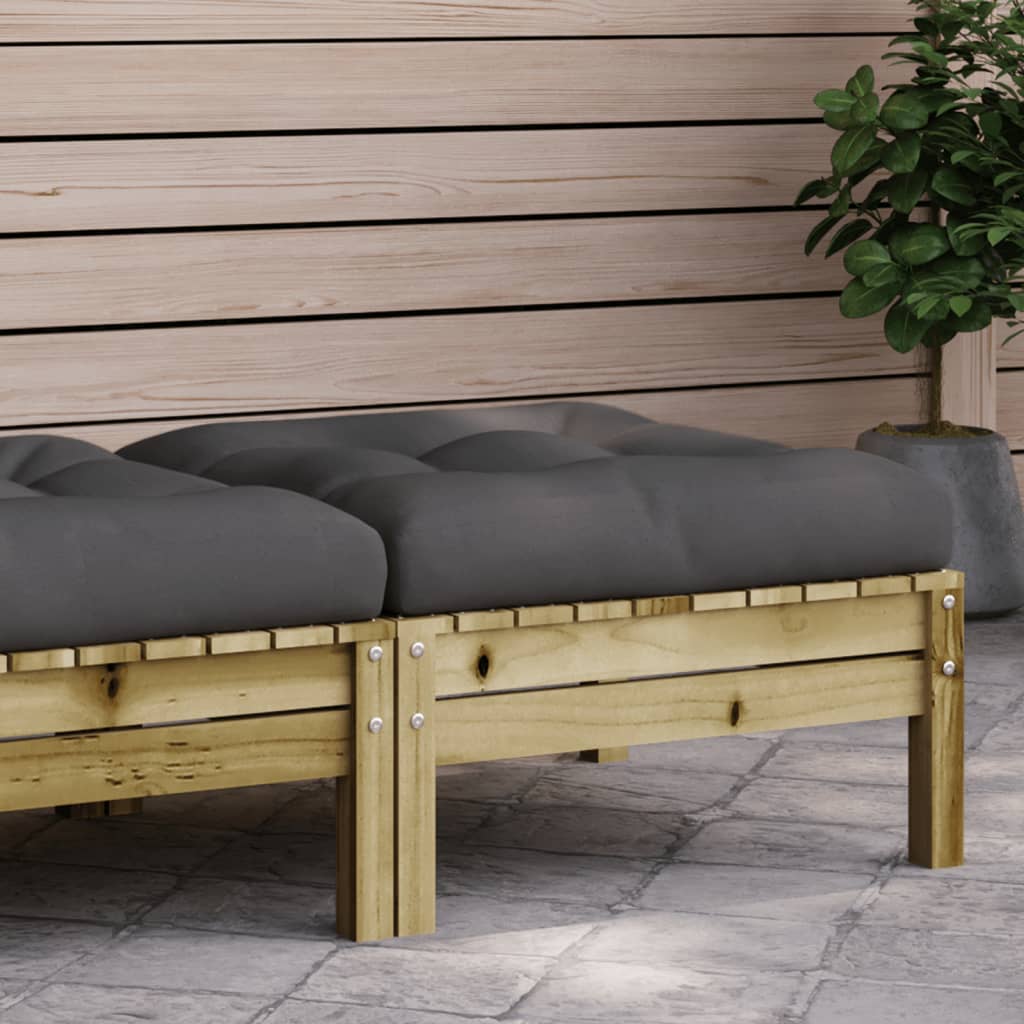 3-Tlg. Garten-Lounge-Set Mit Kissen In Creme Massivholz Kiefer