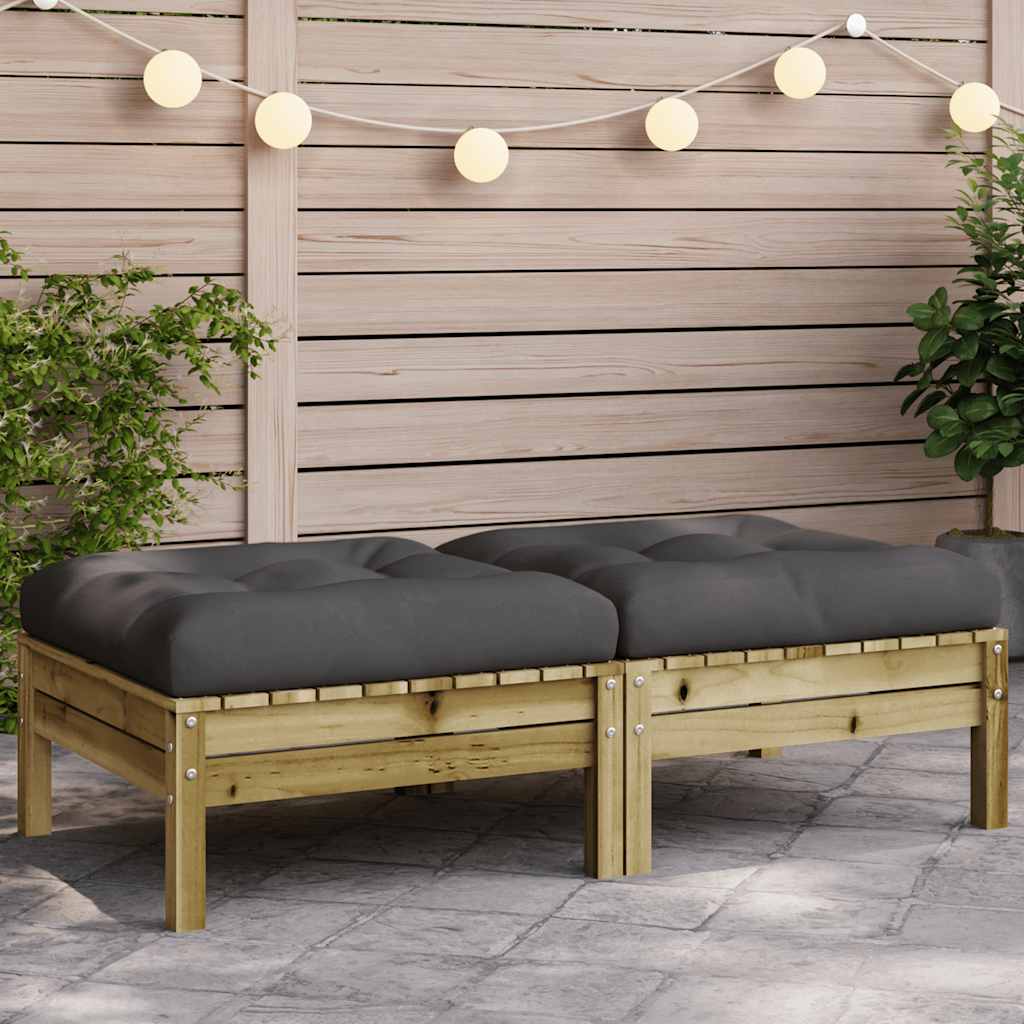 3-Tlg. Garten-Lounge-Set Mit Kissen In Creme Massivholz Kiefer