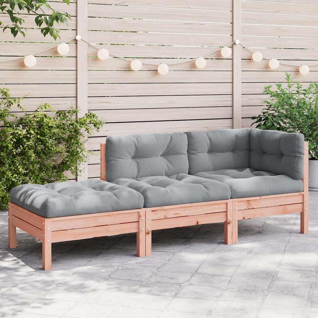 3-Tlg. Garten-Lounge-Set Mit Kissen In Creme Massivholz Kiefer