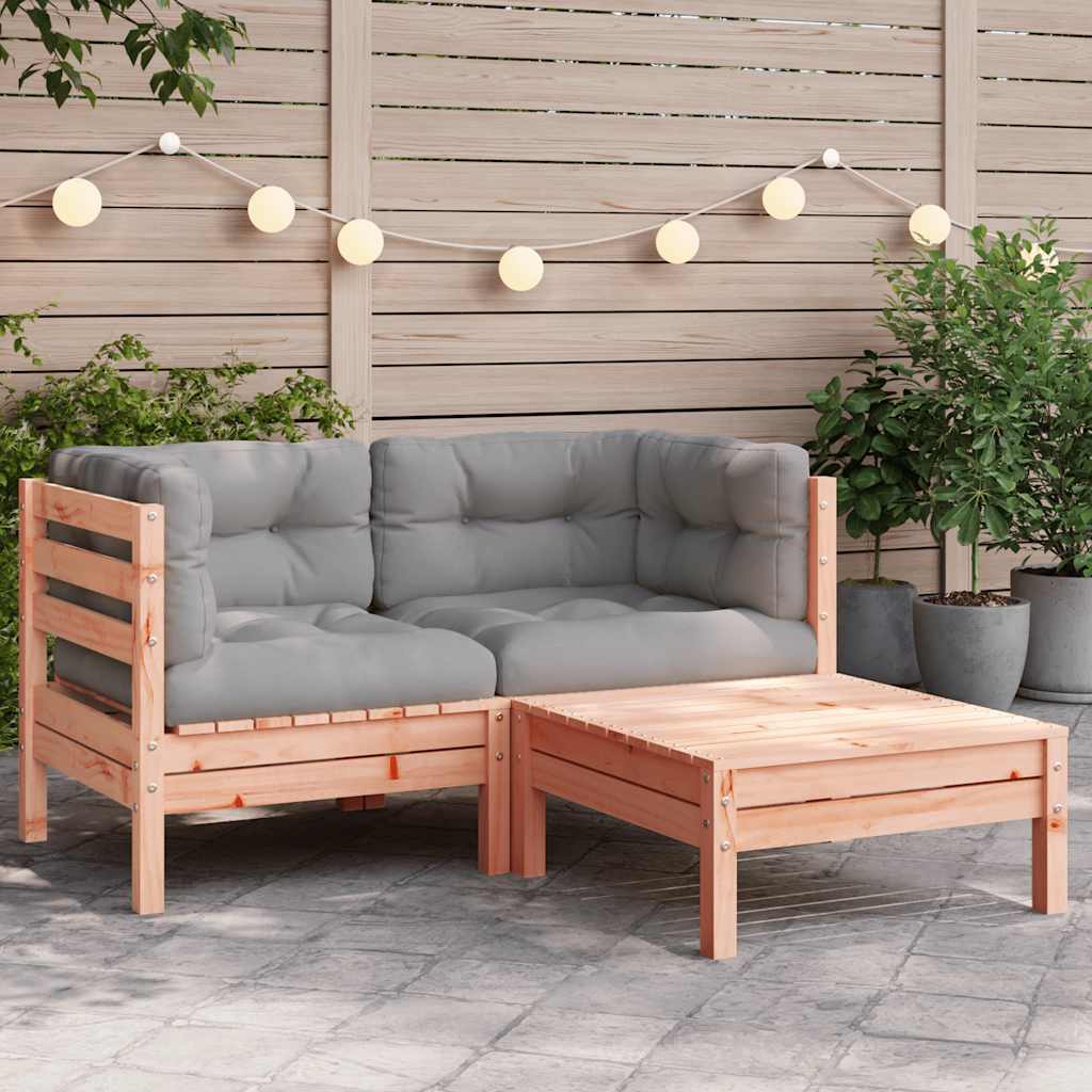 3-Tlg. Garten-Lounge-Set Mit Kissen In Creme Massivholz Kiefer