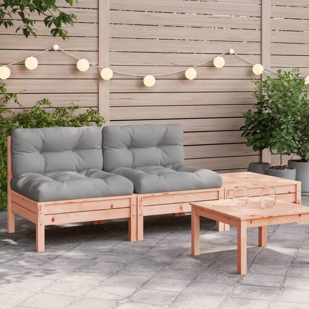 3-Tlg. Garten-Lounge-Set Mit Kissen In Creme Massivholz Kiefer
