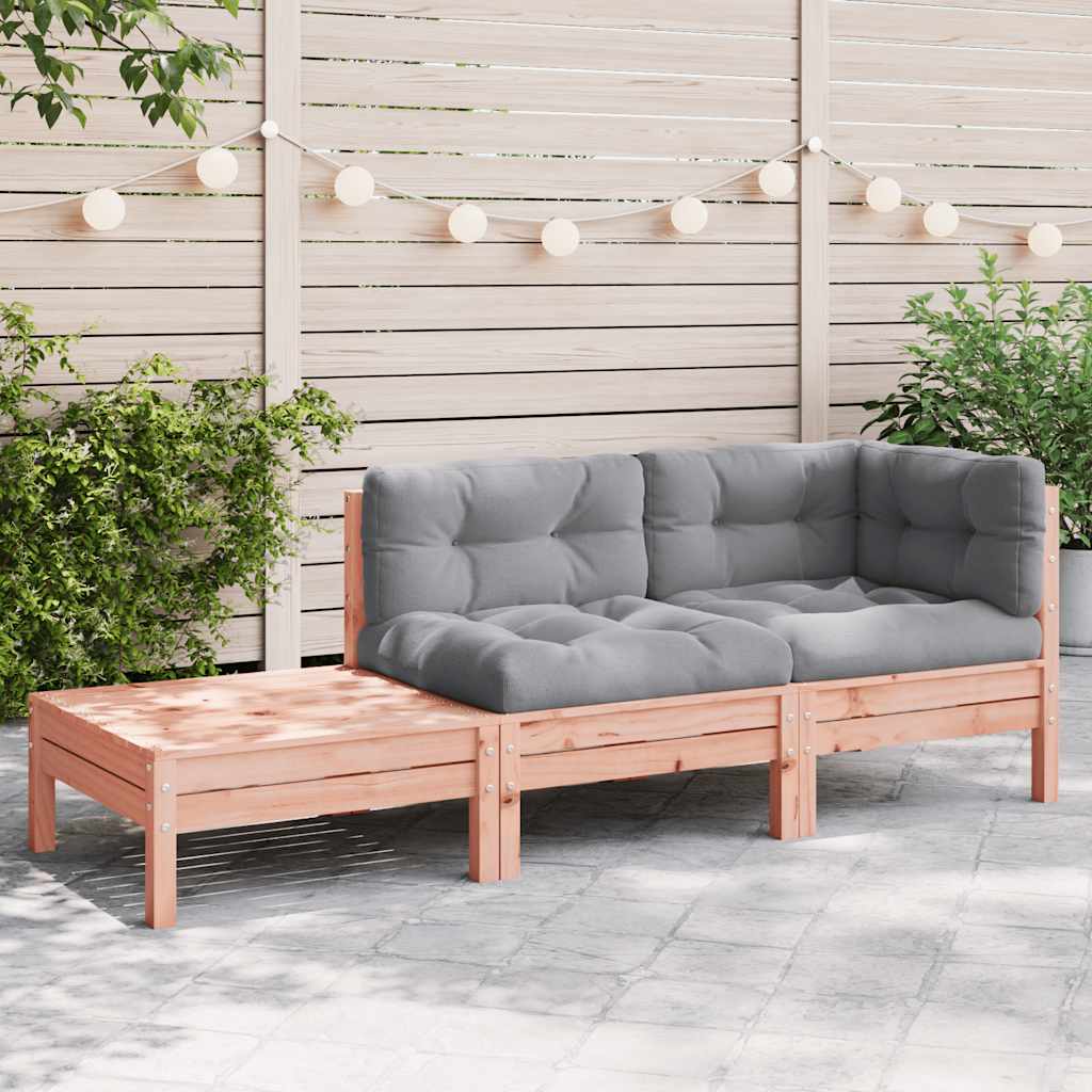 3-Tlg. Garten-Lounge-Set Mit Kissen In Creme Massivholz Kiefer