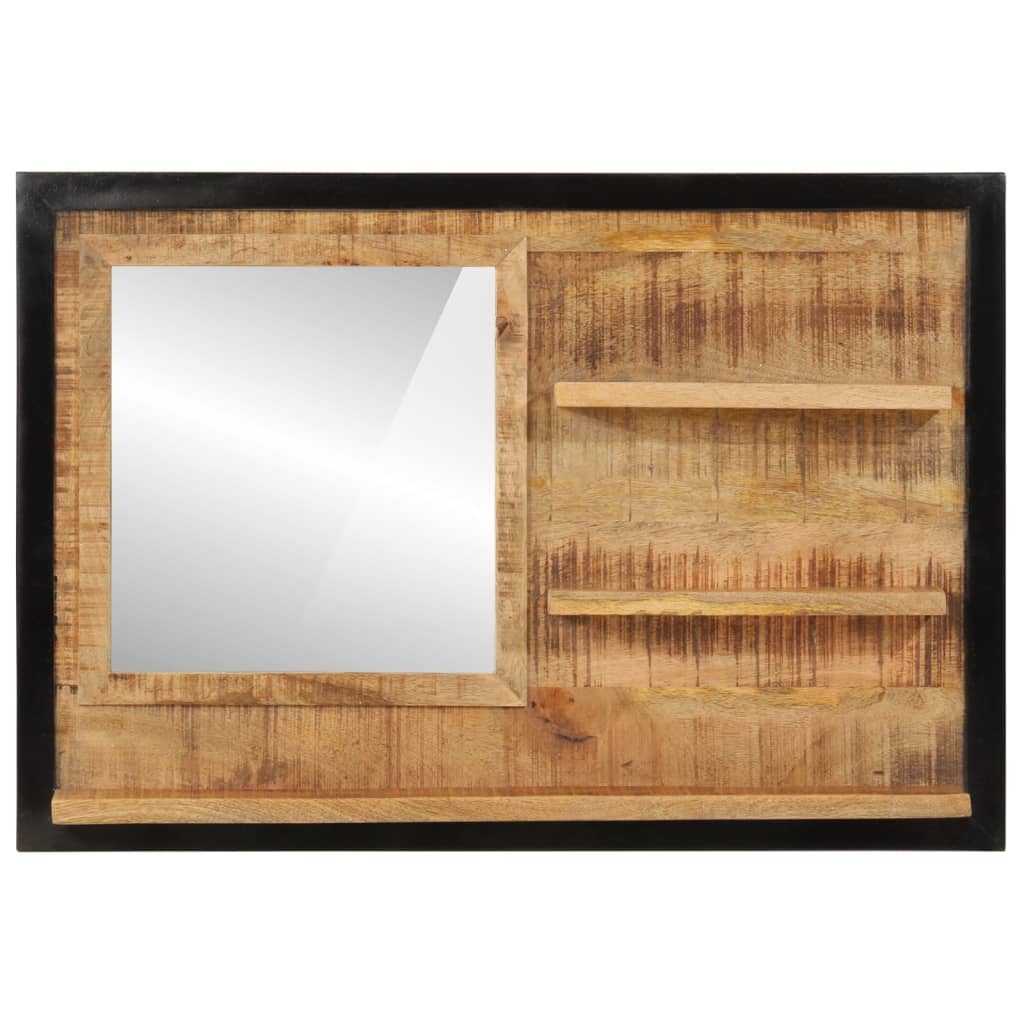 Spiegel Mit Ablagen 80X8X55 Cm Glas Und Massivholz Mango