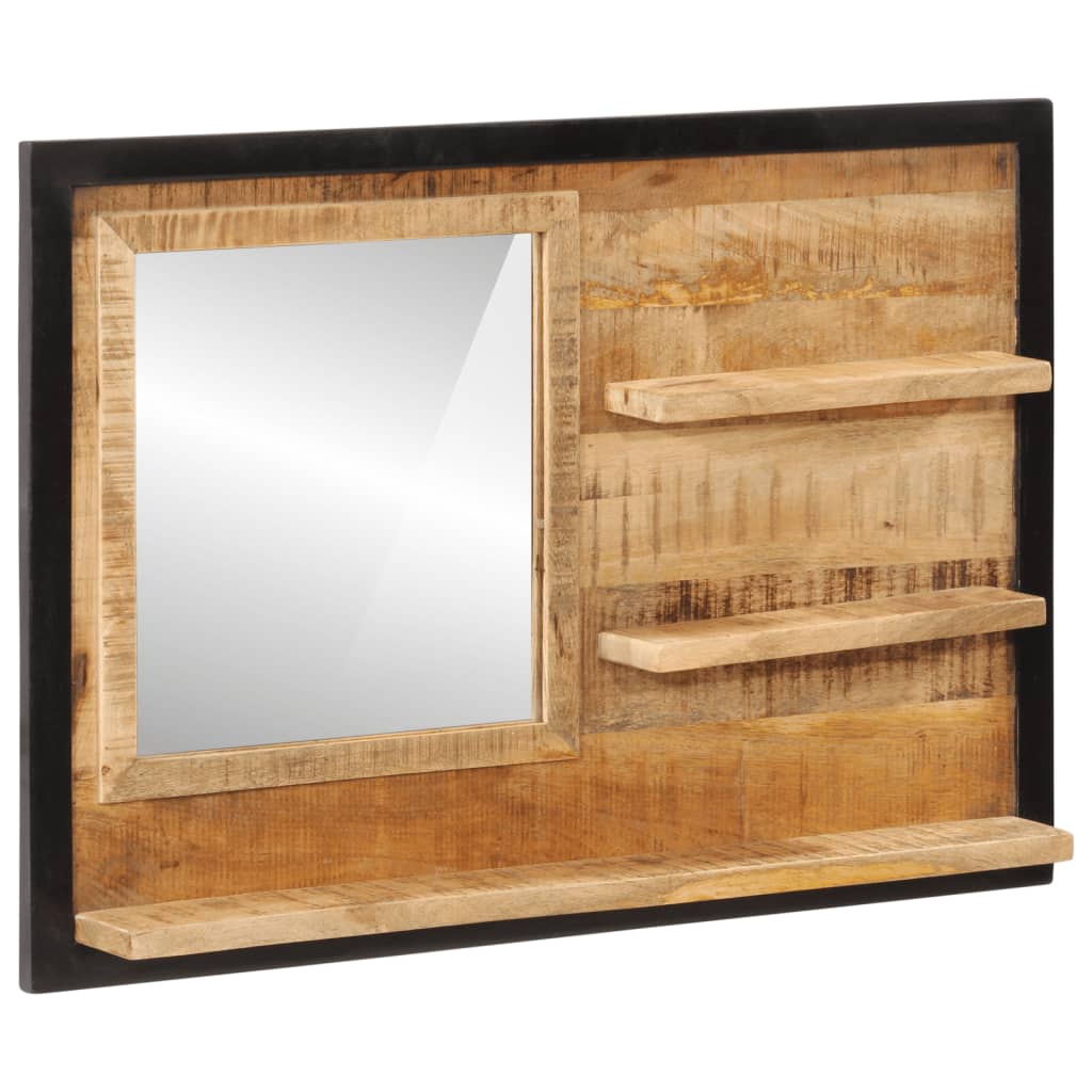 Spiegel Mit Ablagen 80X8X55 Cm Glas Und Massivholz Mango