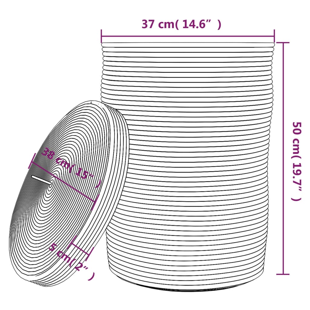 Aufbewahrungskorb Mit Deckel & Weiß Ø37X50 Cm Baumwolle