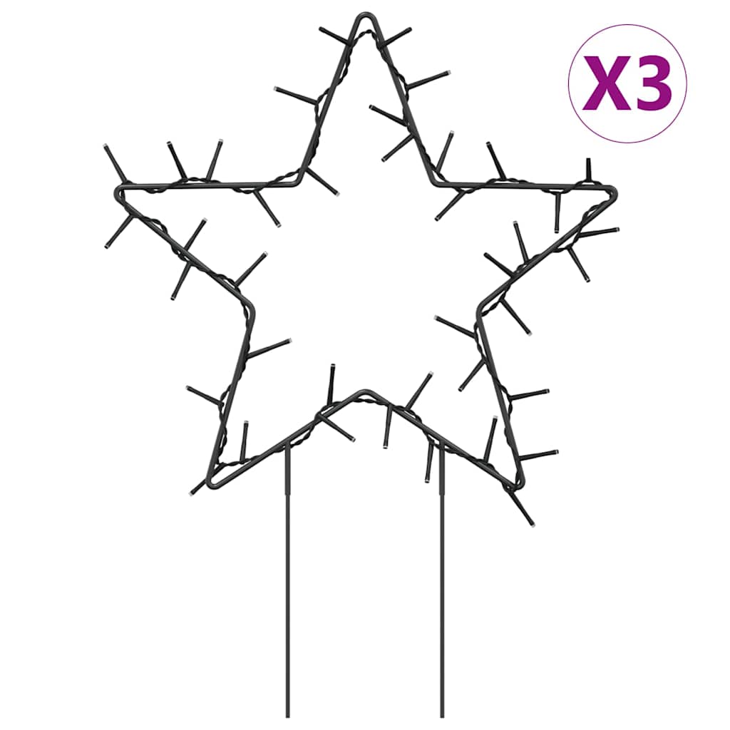 Weihnachtssterne Mit Erdspießen 3 Stk. 50 Leds 29 Cm