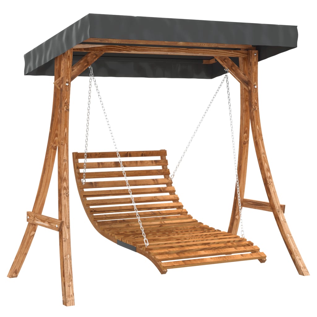Hollywoodschaukel Mit Dach Massivholz Fichte Mit Teak-Finish