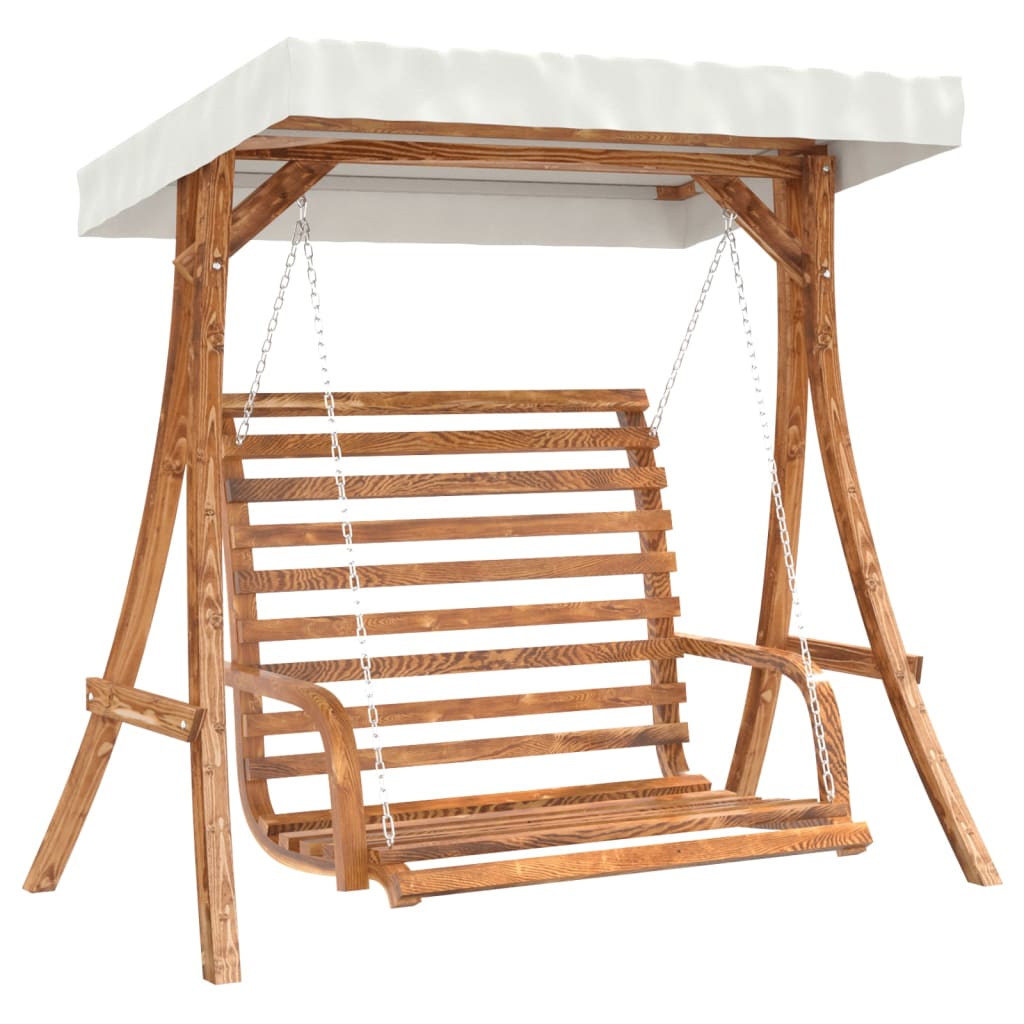 Hollywoodschaukel Mit Dach Massivholz Fichte Mit Teak-Finish