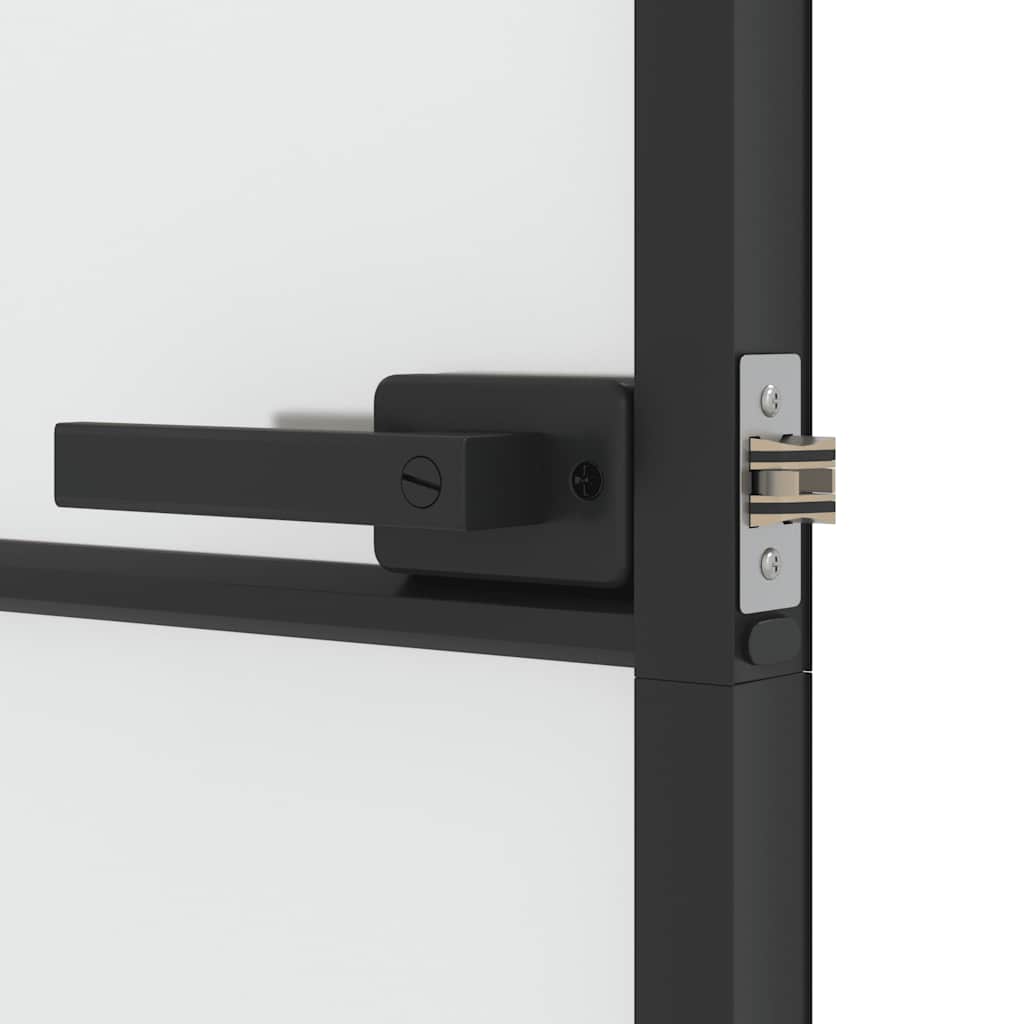 Innentür Schlank Schwarz 93X201,5 Cm Hartglas & Aluminium Schwarz Und Matt
