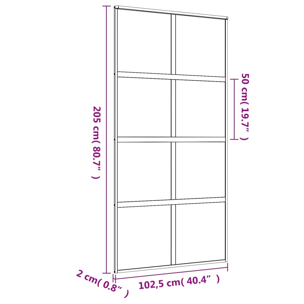 Schiebetür En 102,5X205 Cm Matt Esg-Glas Und Aluminium Gold