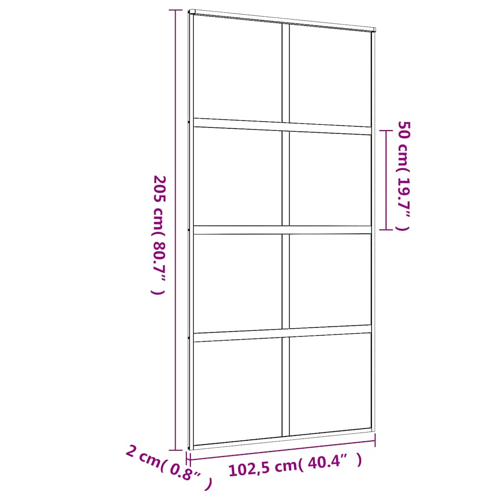 Schiebetür En 102,5X205 Cm Matt Esg-Glas Und Aluminium Gold