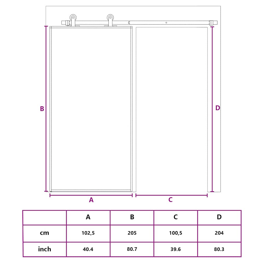 Schiebetür En 102,5X205 Cm Matt Esg-Glas Und Aluminium Gold