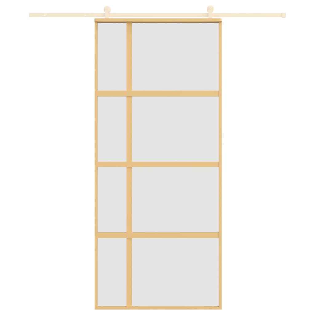 Schiebetür En Matt Esg-Glas Und Aluminium Gold