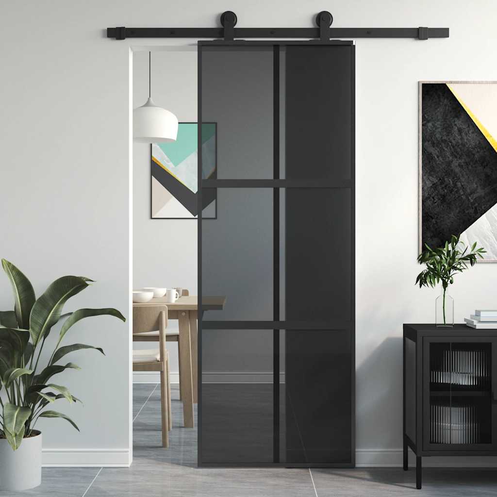 Schiebetür Hartglas Und Aluminium Schwarz
