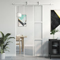Innentür Weiß 83X201,5 Cm Hartglas & Aluminium Schlank Weiß Und Transparent