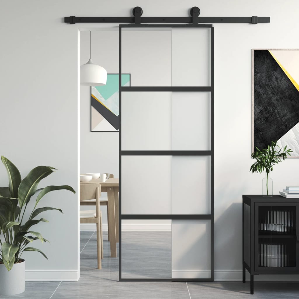 Schiebetür Aluminium Und Esg Glas Schwarz