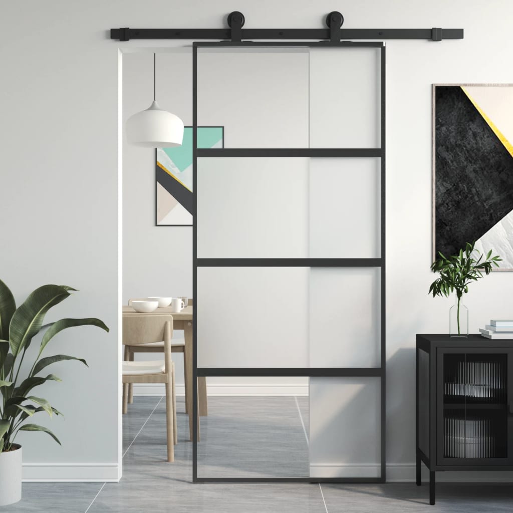 Schiebetür Aluminium Und Esg Glas Schwarz