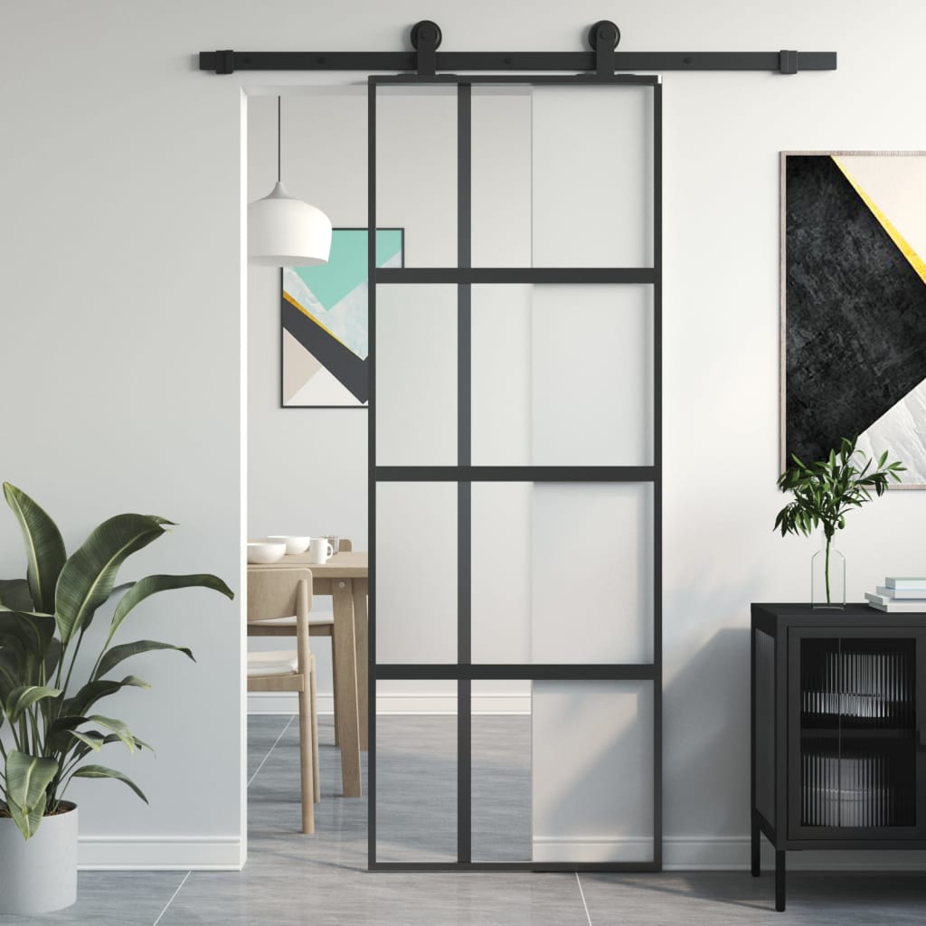 Schiebetür Esg-Glas Und Aluminium Schwarz