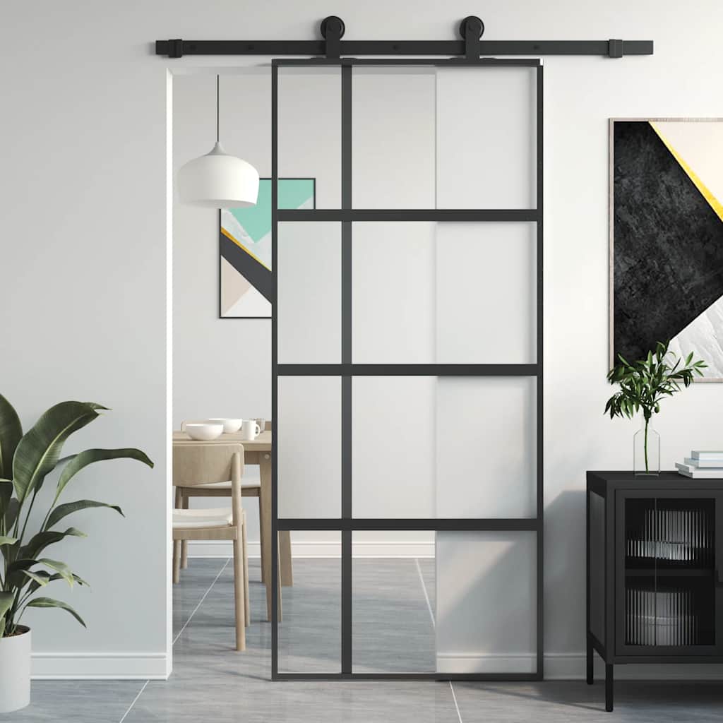 Schiebetür Esg-Glas Und Aluminium Schwarz