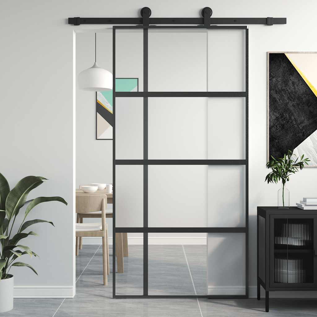 Schiebetür Esg-Glas Und Aluminium Schwarz