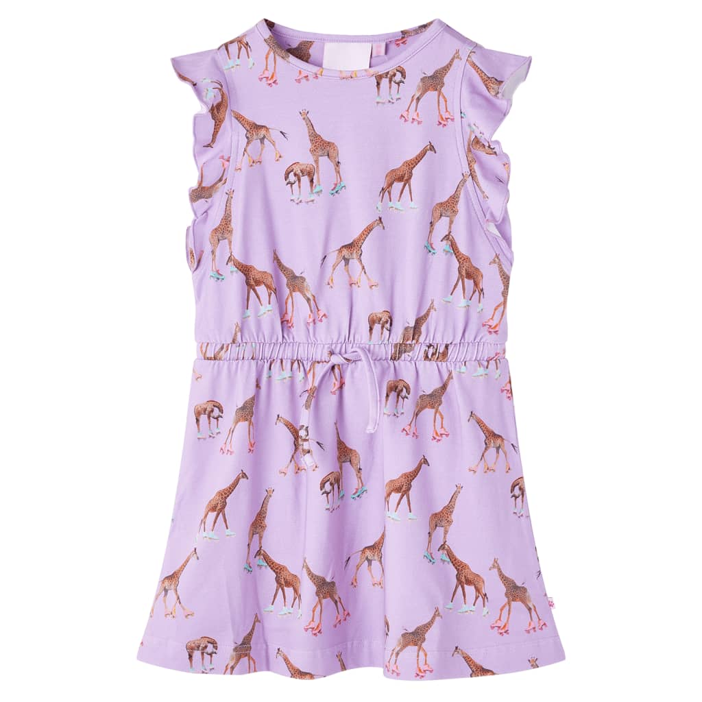 Kinderkleid Mit Rüschenärmeln Und Taillenband Lila 140
