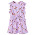 Kinderkleid Mit Rüschenärmeln Und Taillenband Lila 140