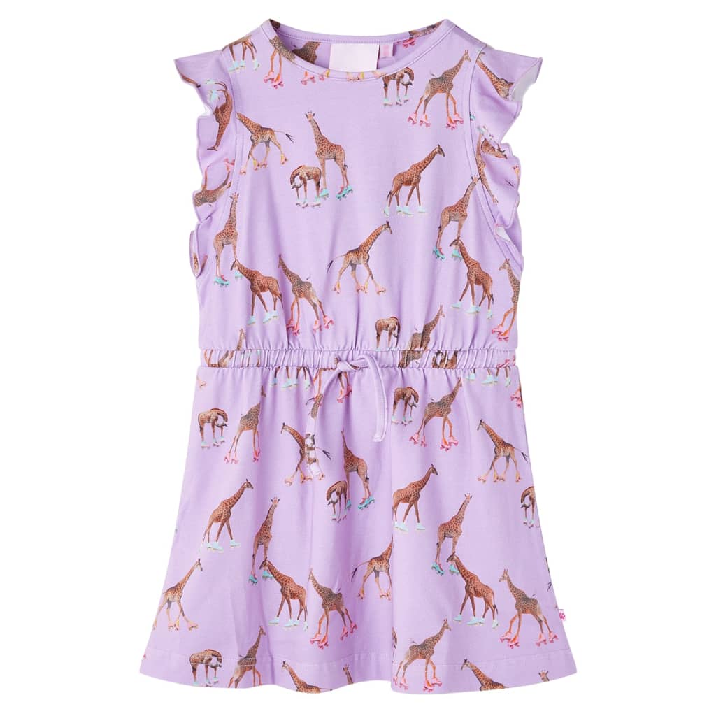 Kinderkleid Mit Rüschenärmeln Und Taillenband Lila 140