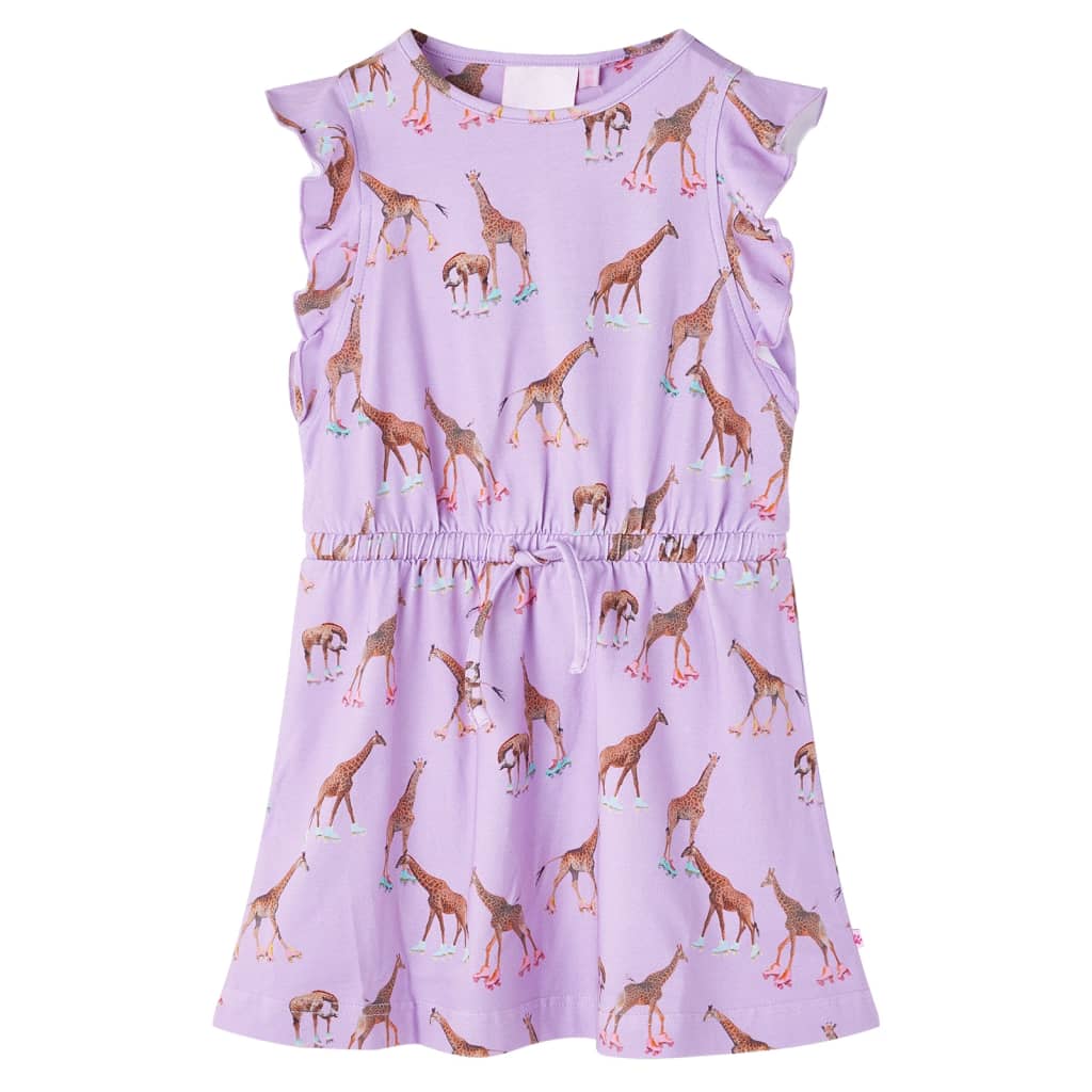 Kinderkleid Mit Rüschenärmeln Und Taillenband Lila 140