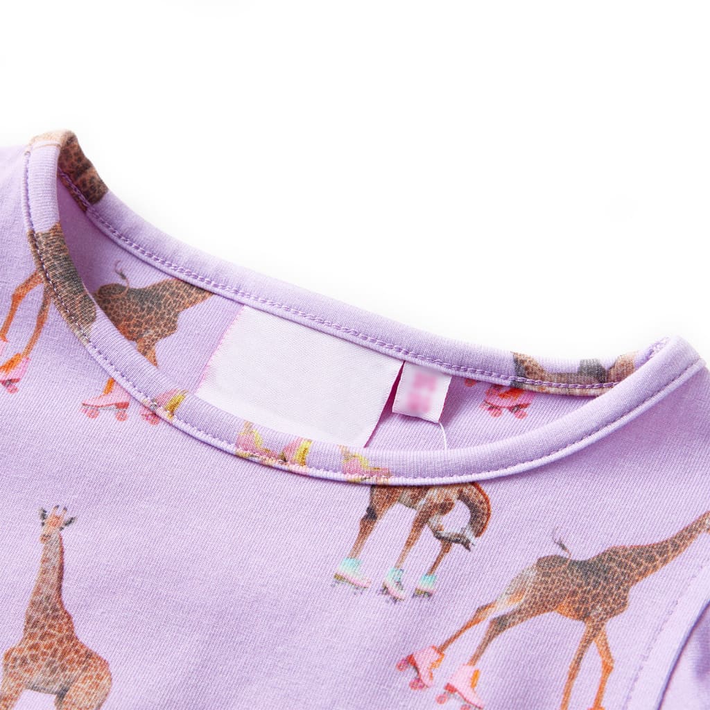 Kinderkleid Mit Rüschenärmeln Und Taillenband Lila 140