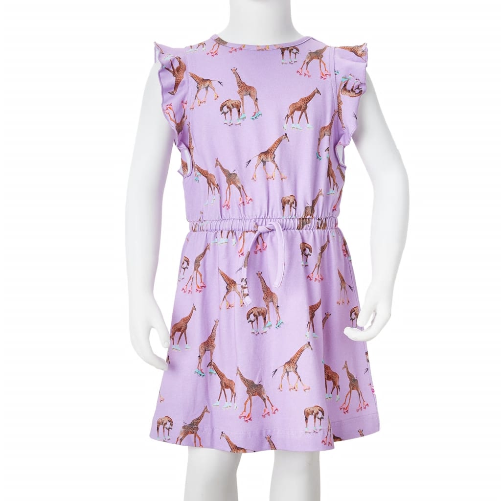 Kinderkleid Mit Rüschenärmeln Und Taillenband Lila 140