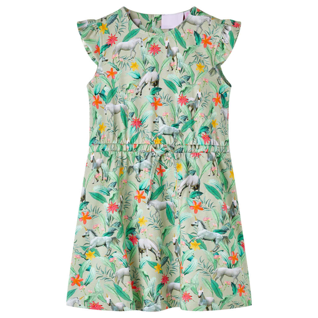 Kinderkleid Mit Flügelärmeln Hellkhaki 104