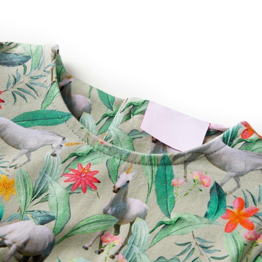 Kinderkleid Mit Flügelärmeln Hellkhaki 104