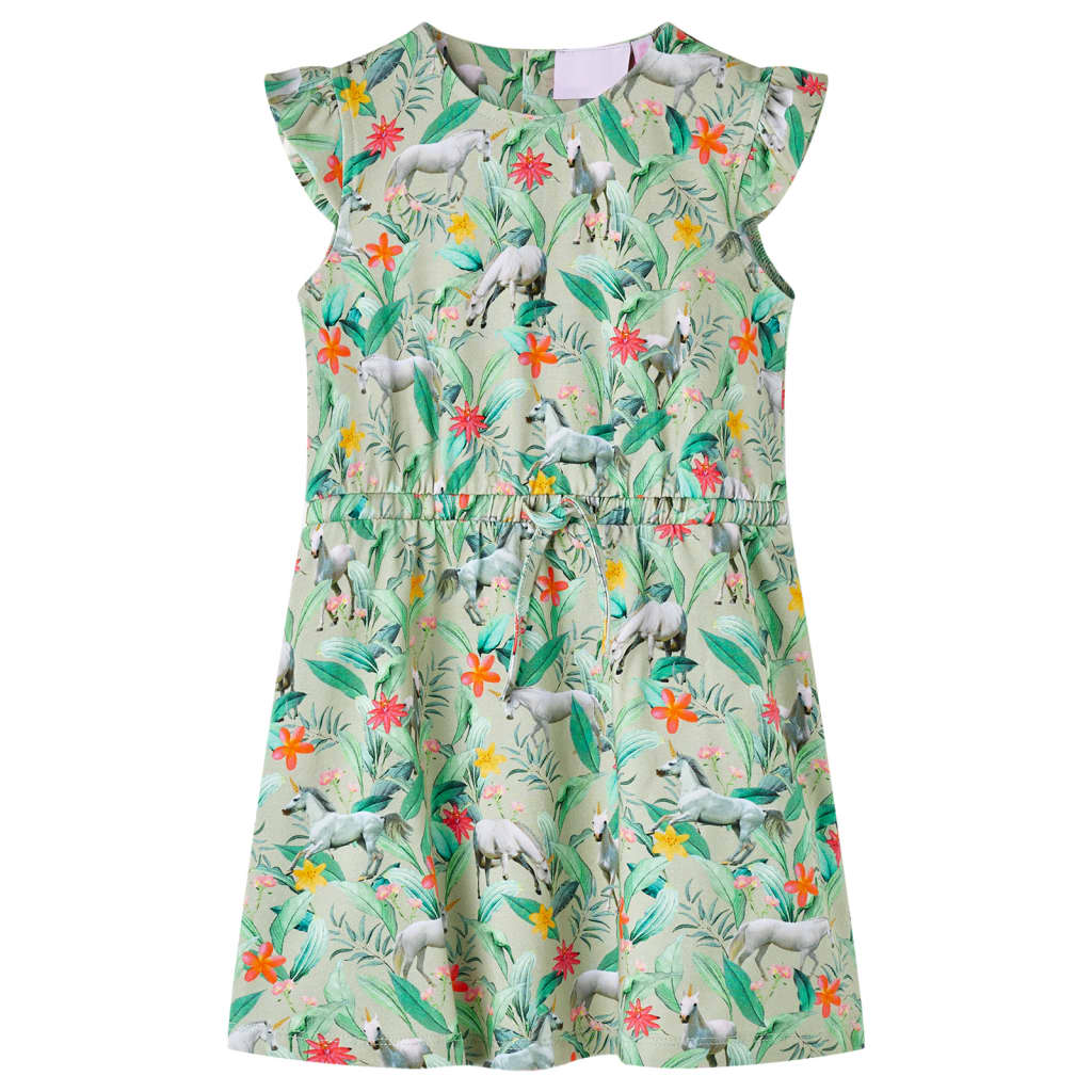 Kinderkleid Mit Flügelärmeln Hellkhaki 104