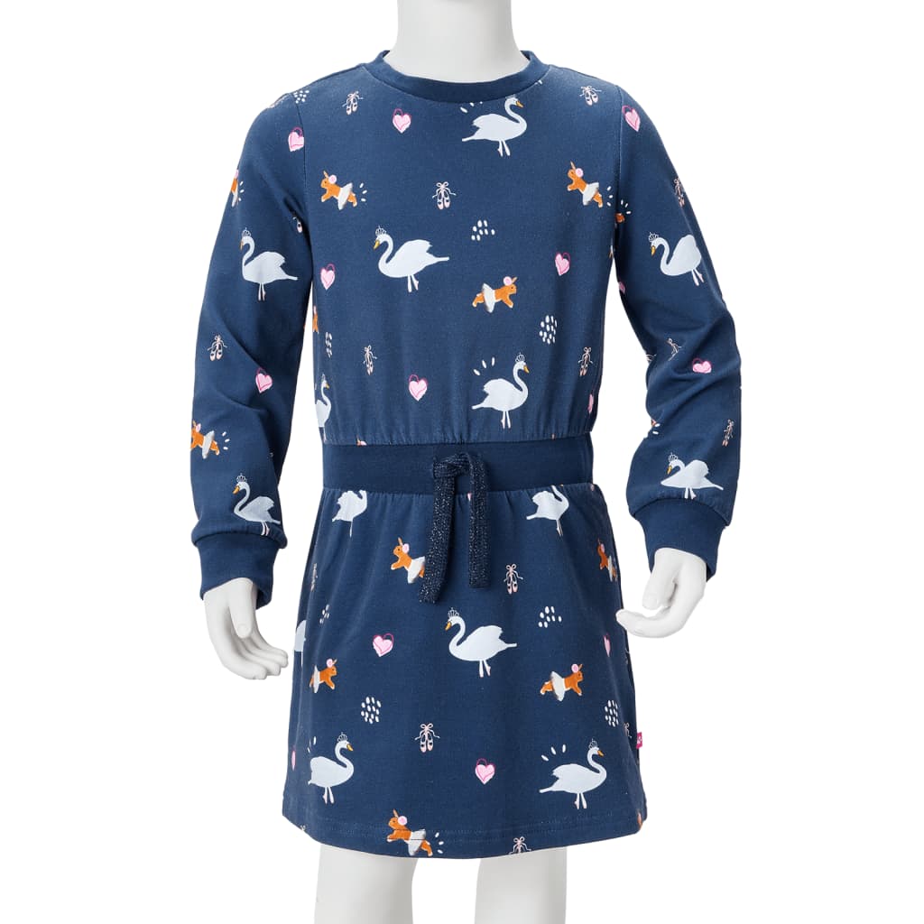 Kinderkleid Mit Langen Ärmeln Marineblau 128