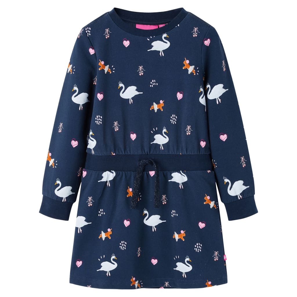 Kinderkleid Mit Langen Ärmeln Marineblau 128