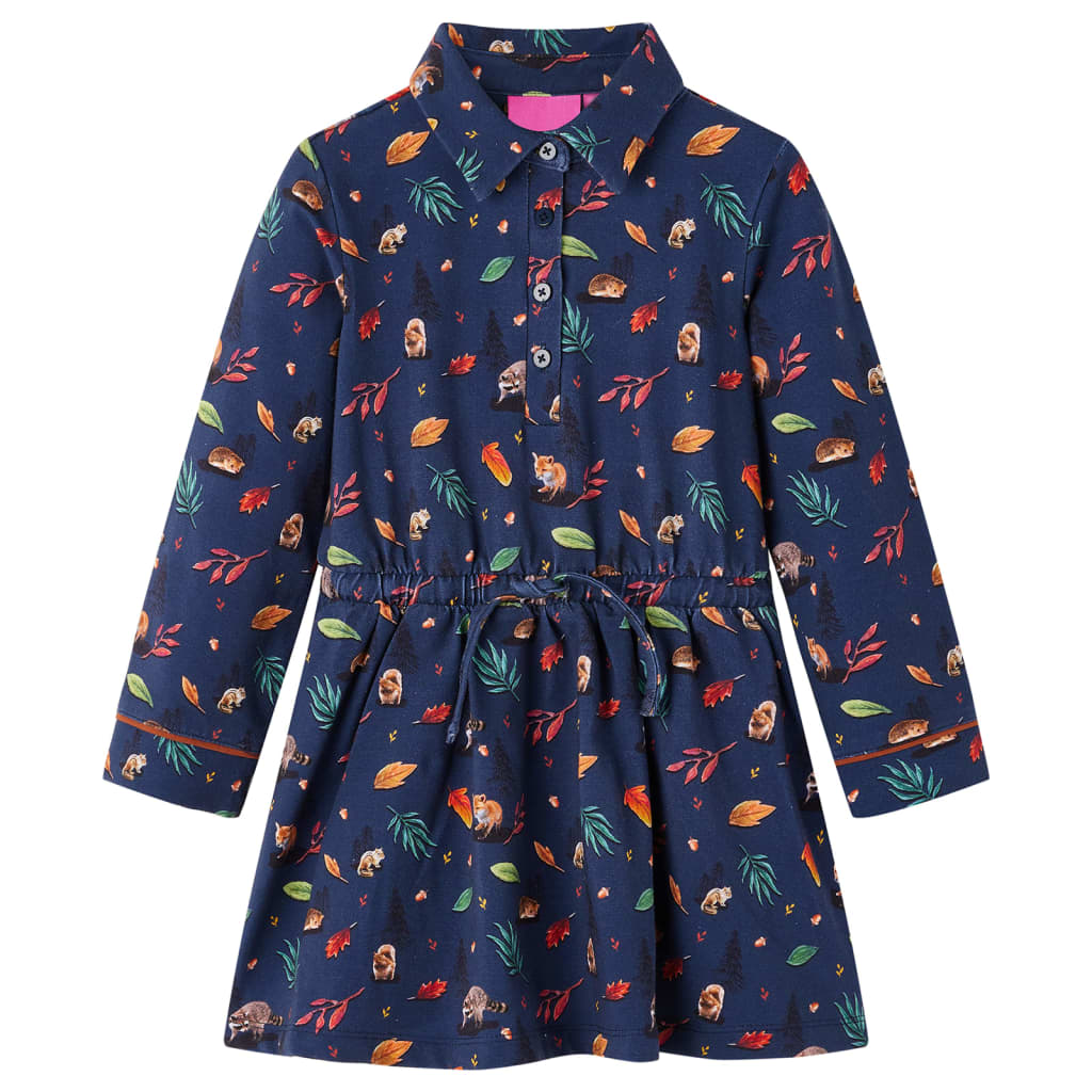 Kinderkleid Mit Langen Ärmeln Marineblau 140