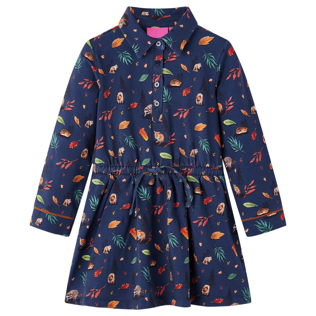 Kinderkleid Mit Langen Ärmeln Marineblau 140